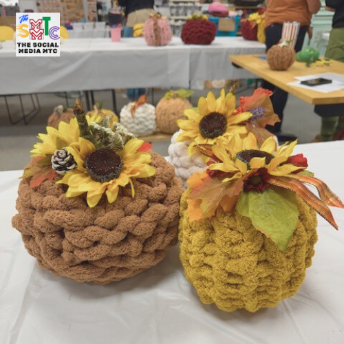 Chunky Pumpkins x 3, white, brown and mustard. 
